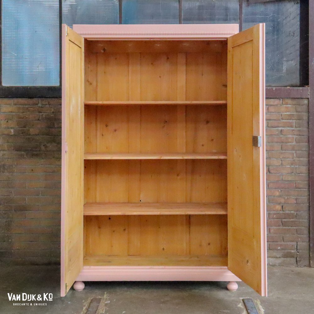 Brocante roze linnenkast - Afbeelding 3