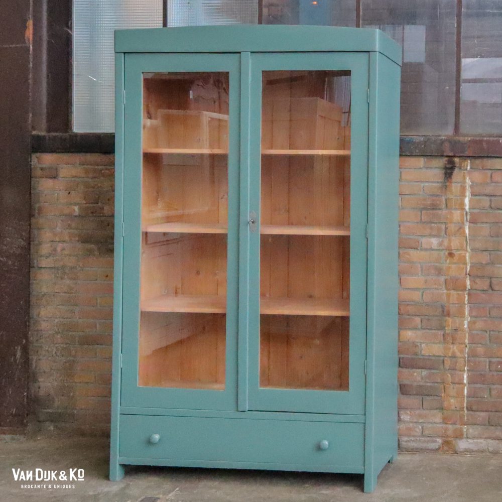 Groenblauwe vitrinekast - Afbeelding 2