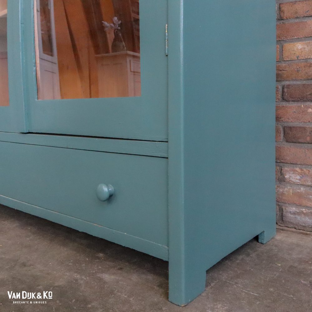 Groenblauwe vitrinekast - Afbeelding 4