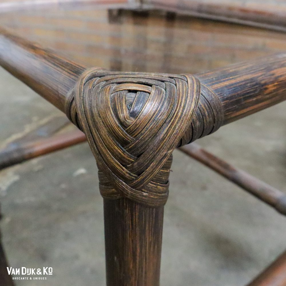 Rotan nesttafeltjes met rookglas blad - Afbeelding 7
