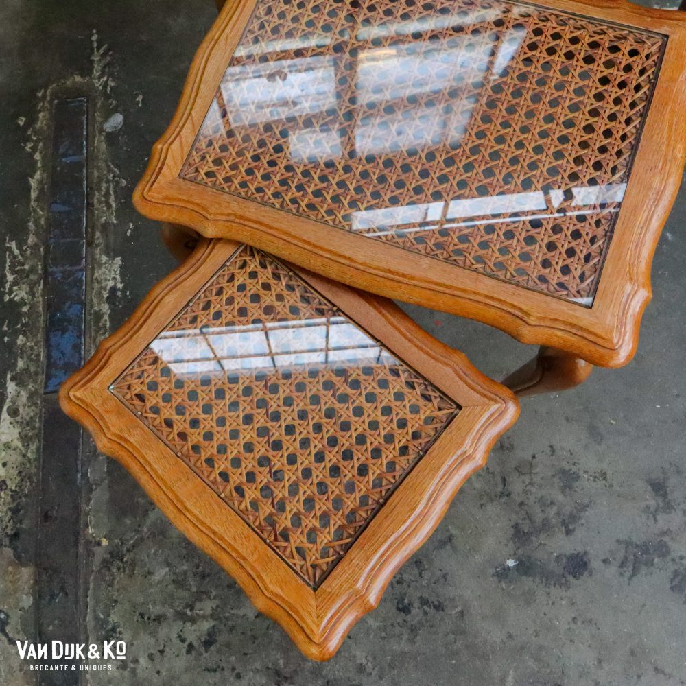 Vintage nesttafeltjes met webbing blad - Afbeelding 5