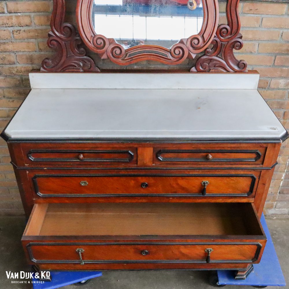 Antieke commode met spiegel - Afbeelding 3