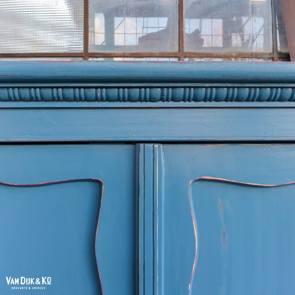 Blauwe brocante kledingkast - Afbeelding 4