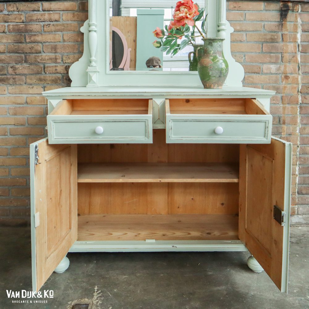 Brocante onderkast met spiegel - Afbeelding 3