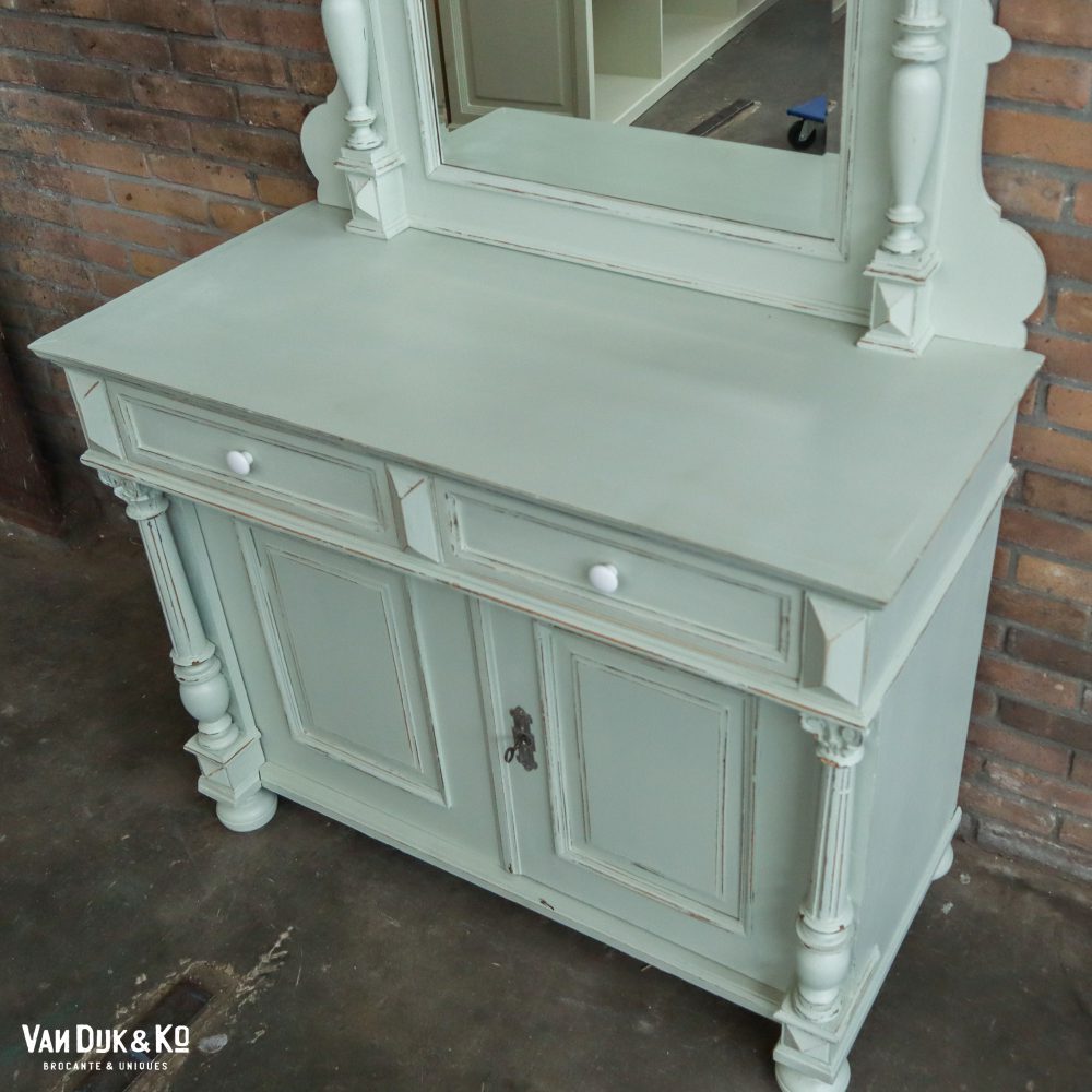 Brocante onderkast met spiegel - Afbeelding 6