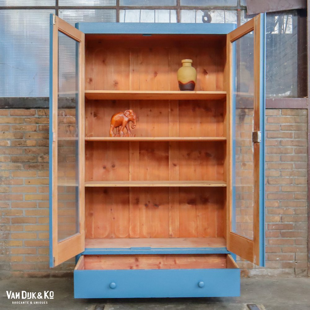 Blauwe vitrinekast - Afbeelding 3