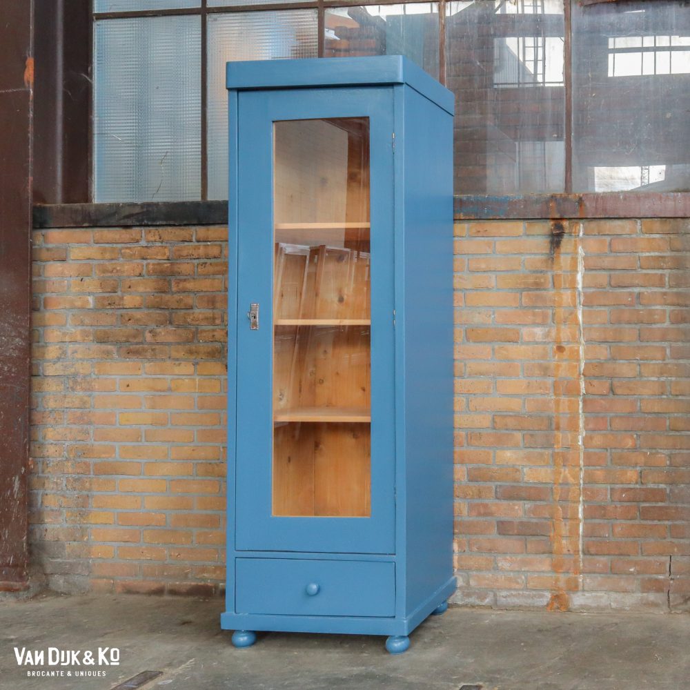 Blauwe eendeurs vitrinekast - Afbeelding 2