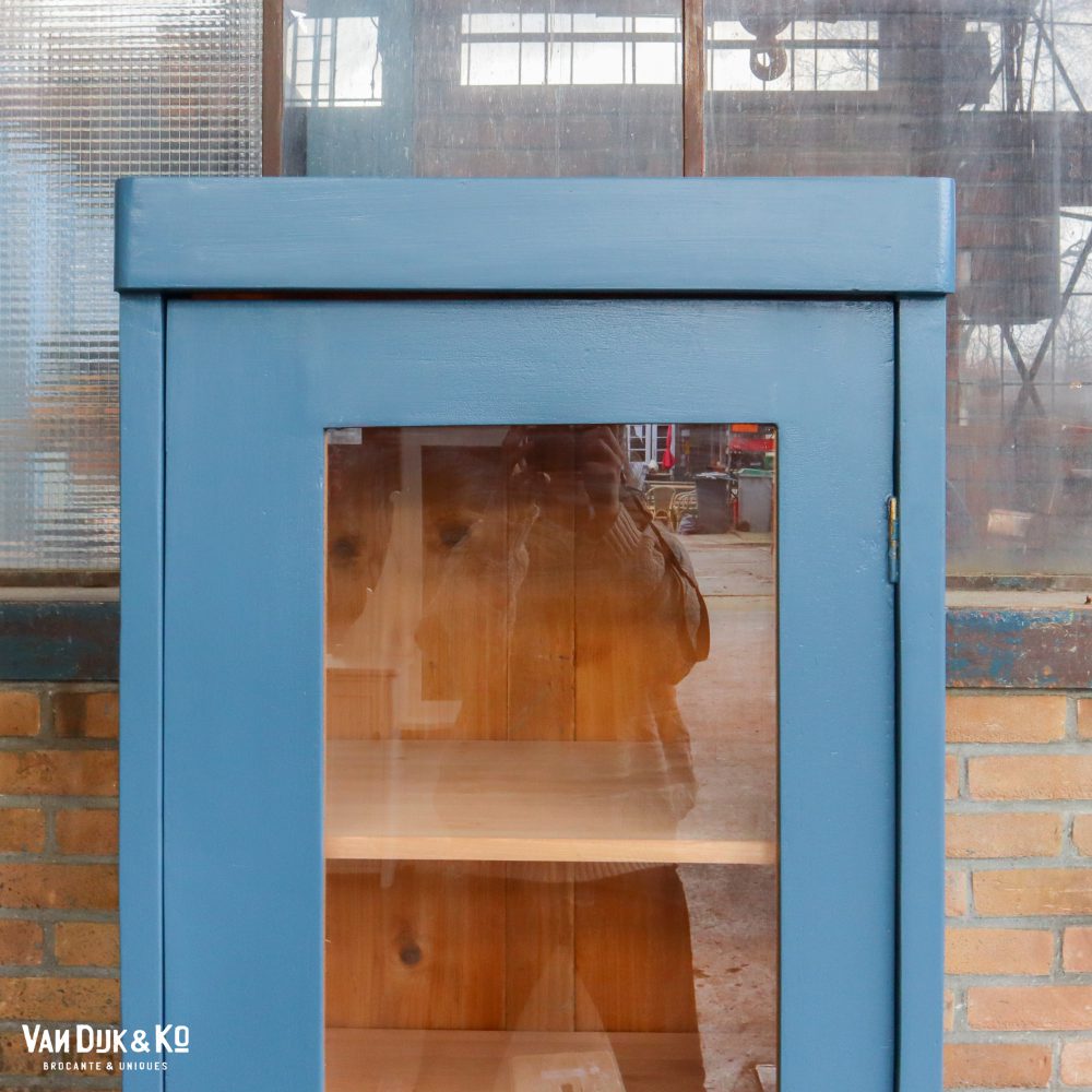 Blauwe eendeurs vitrinekast - Afbeelding 4