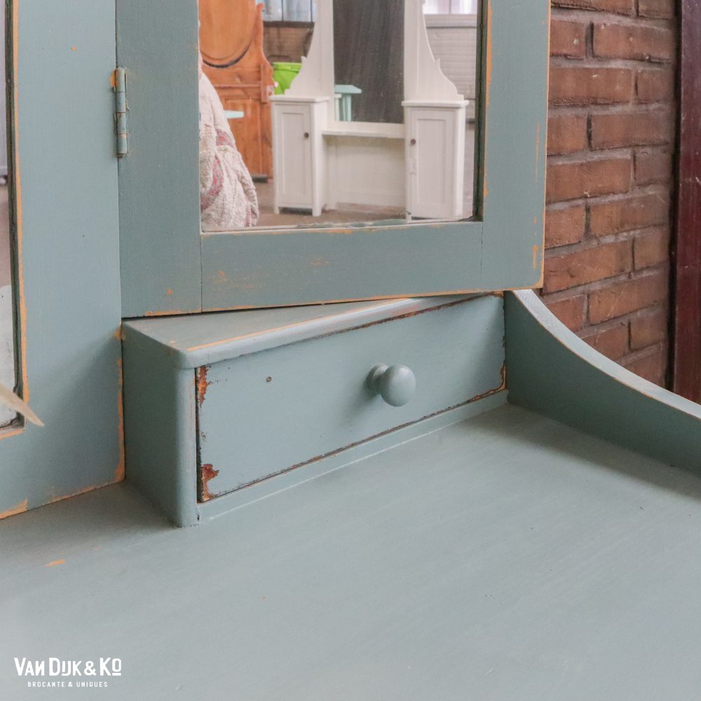 Brocante blauwe kaptafel - Afbeelding 5