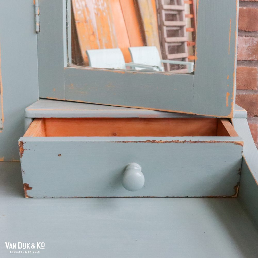 Brocante blauwe kaptafel - Afbeelding 7