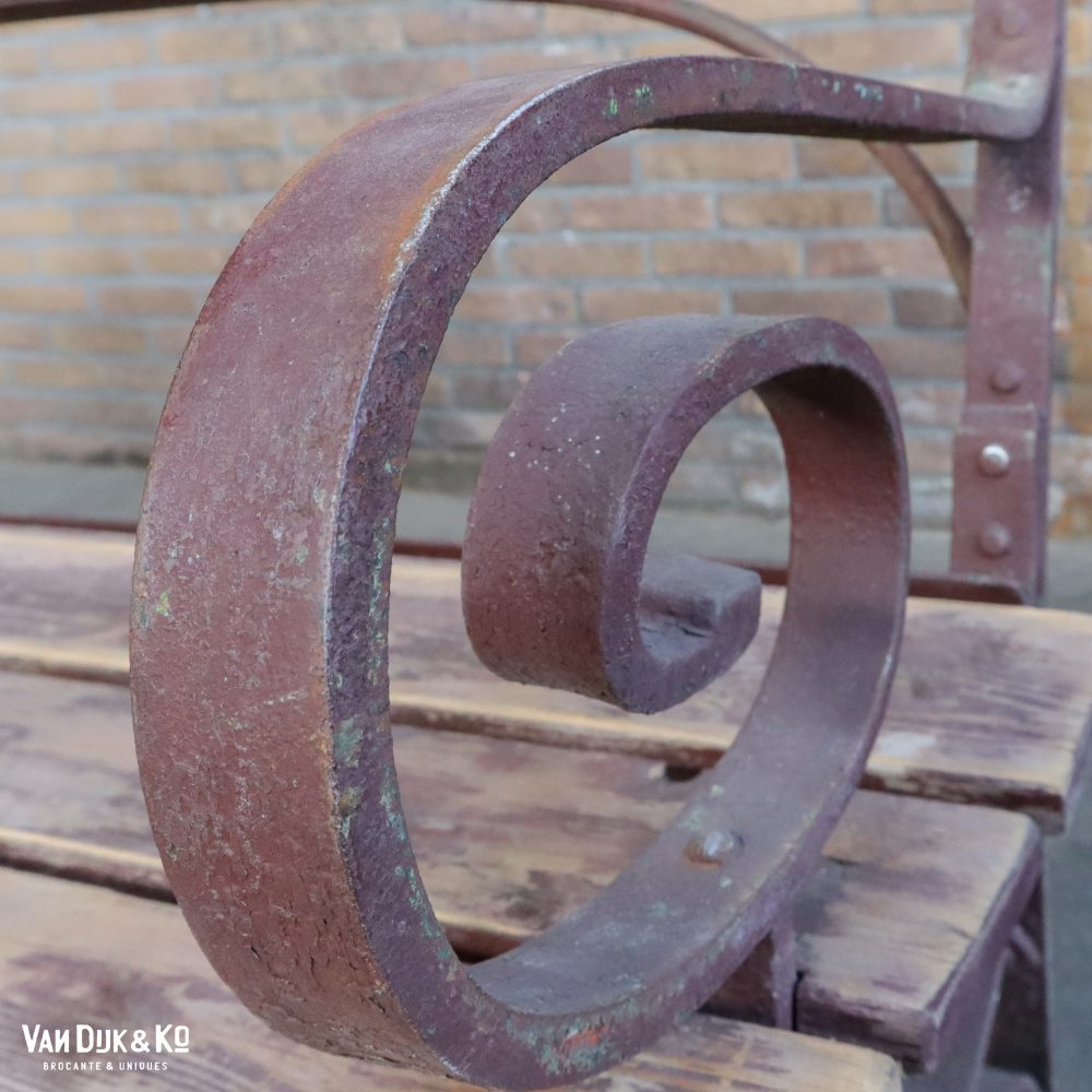 Brocante bruine parkbank - Afbeelding 4