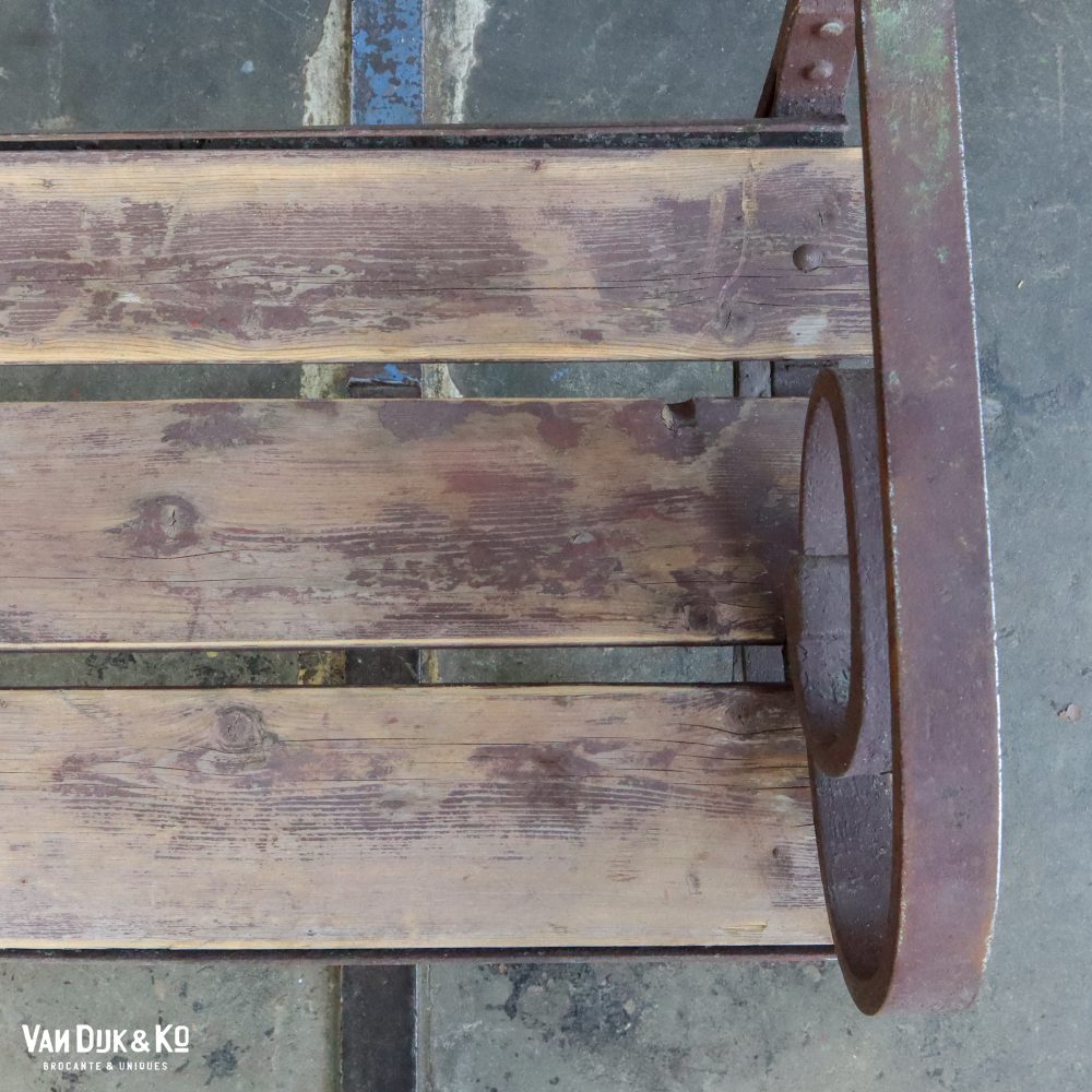 Brocante bruine parkbank - Afbeelding 6