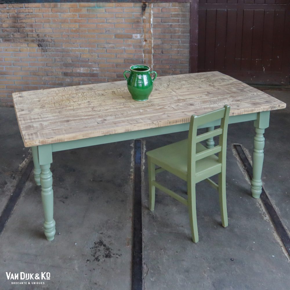 Landelijke tafel - groen onderstel - Afbeelding 2
