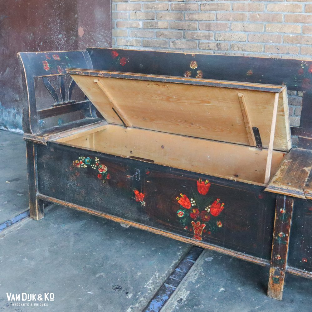 Brocante klepbank met bloemen - Afbeelding 2