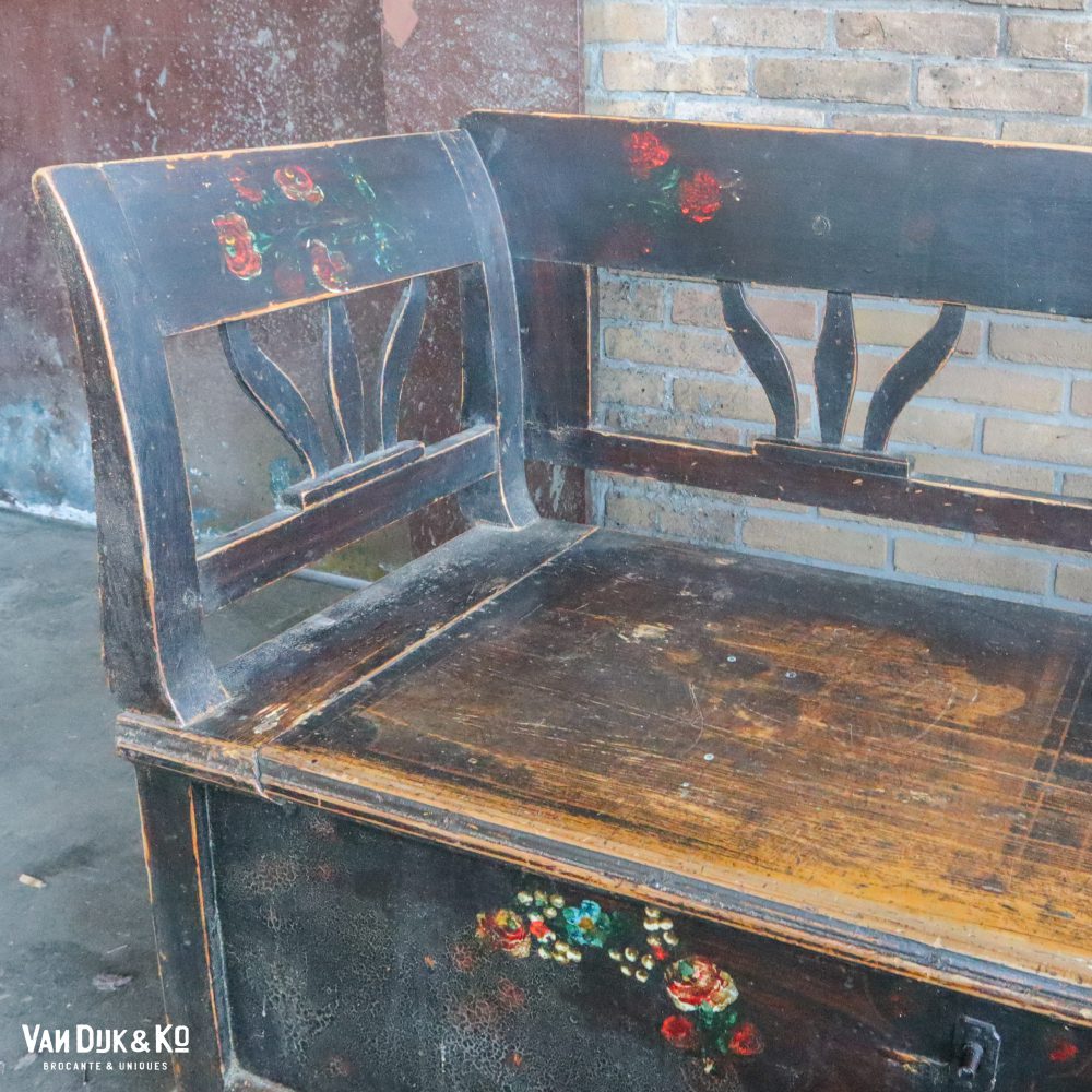 Brocante klepbank met bloemen - Afbeelding 4
