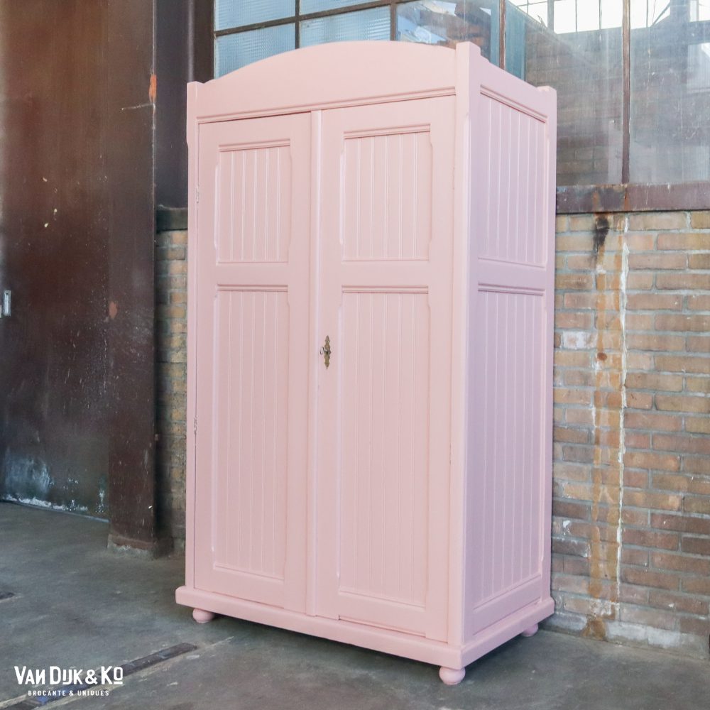 Brocante roze linnenkast - Afbeelding 2