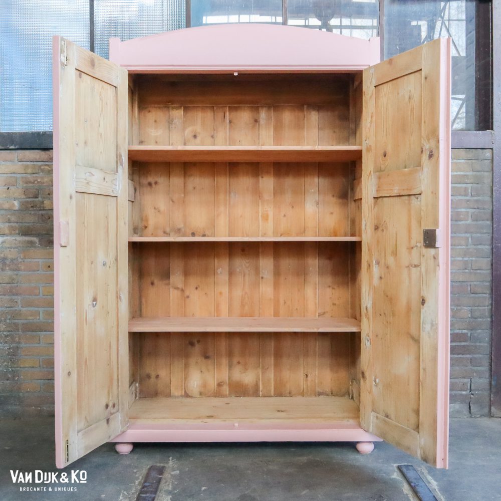 Brocante roze linnenkast - Afbeelding 3