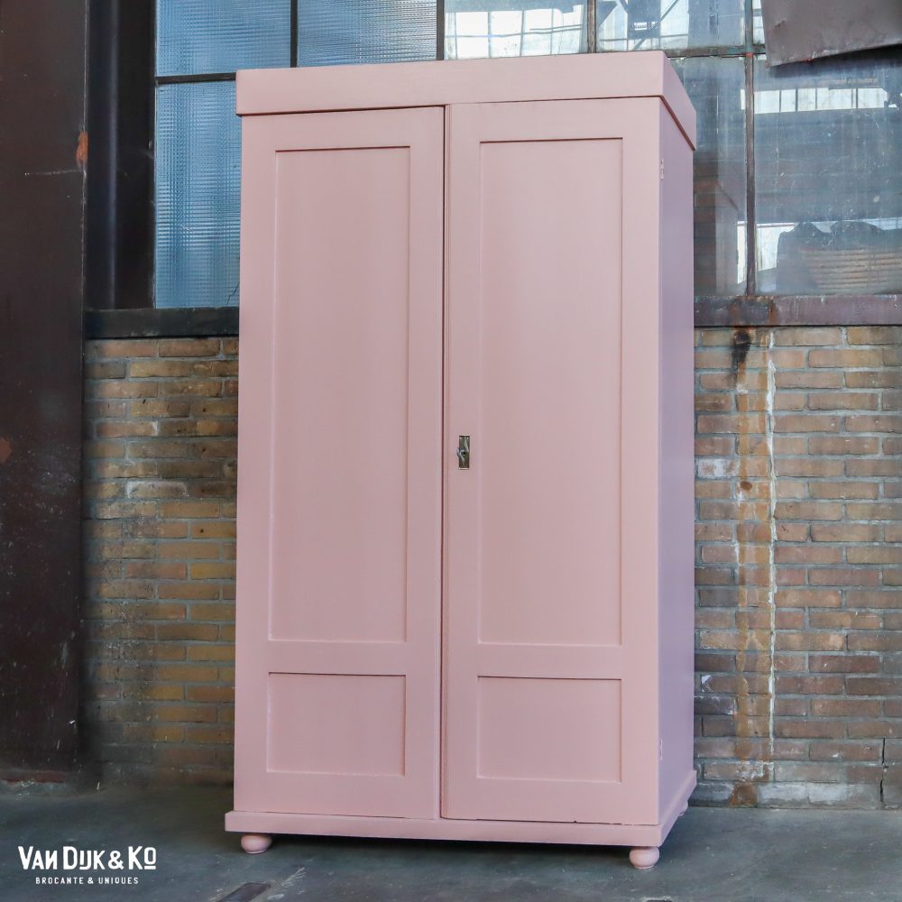 Brocante roze linnenkast - Afbeelding 2
