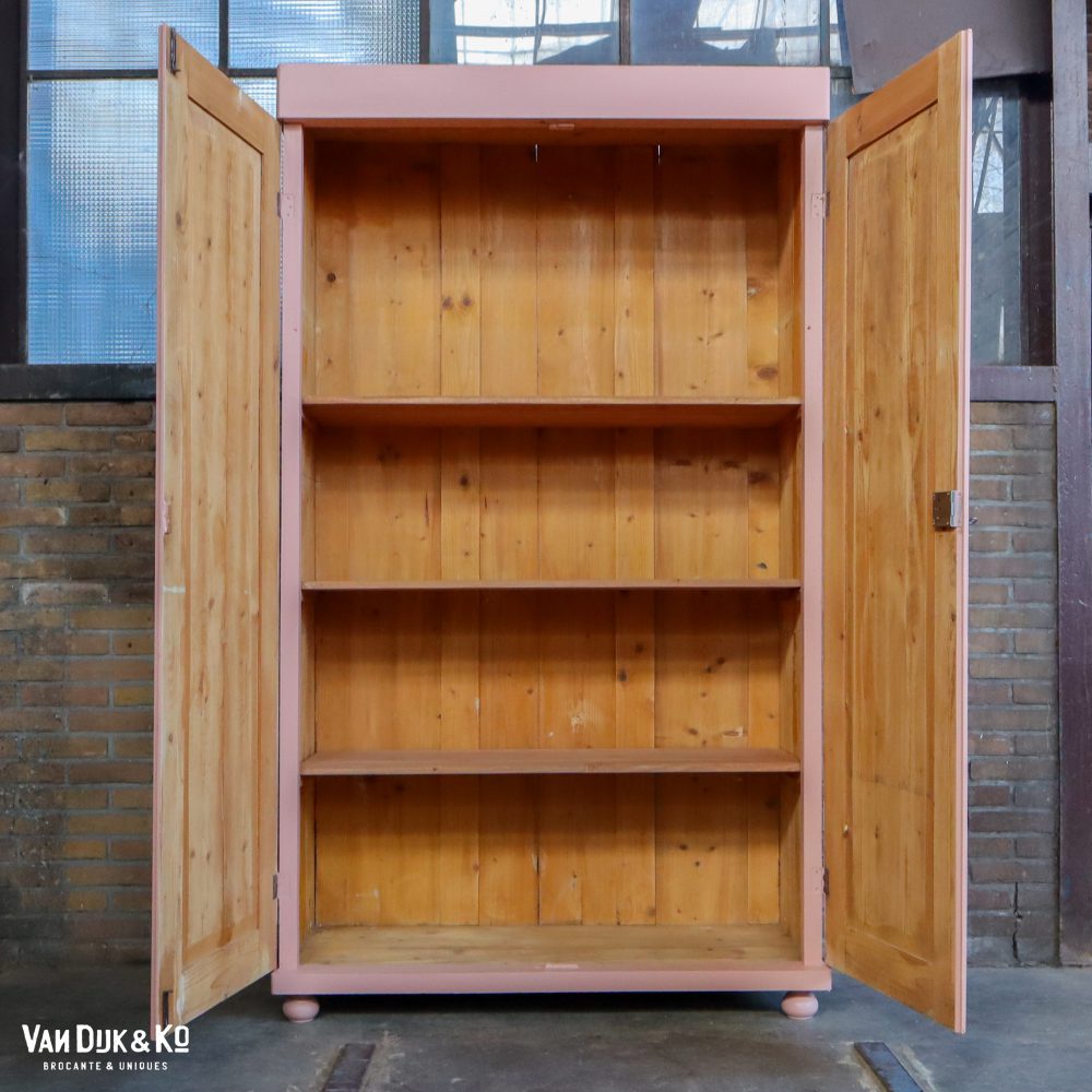 Brocante roze linnenkast - Afbeelding 3