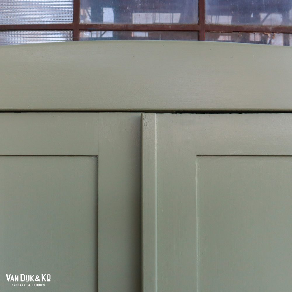 Brocante groene linnenkast - Afbeelding 4