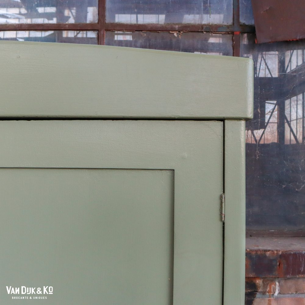 Brocante groene linnenkast - Afbeelding 5