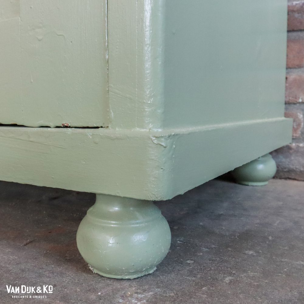 Brocante groene linnenkast - Afbeelding 9