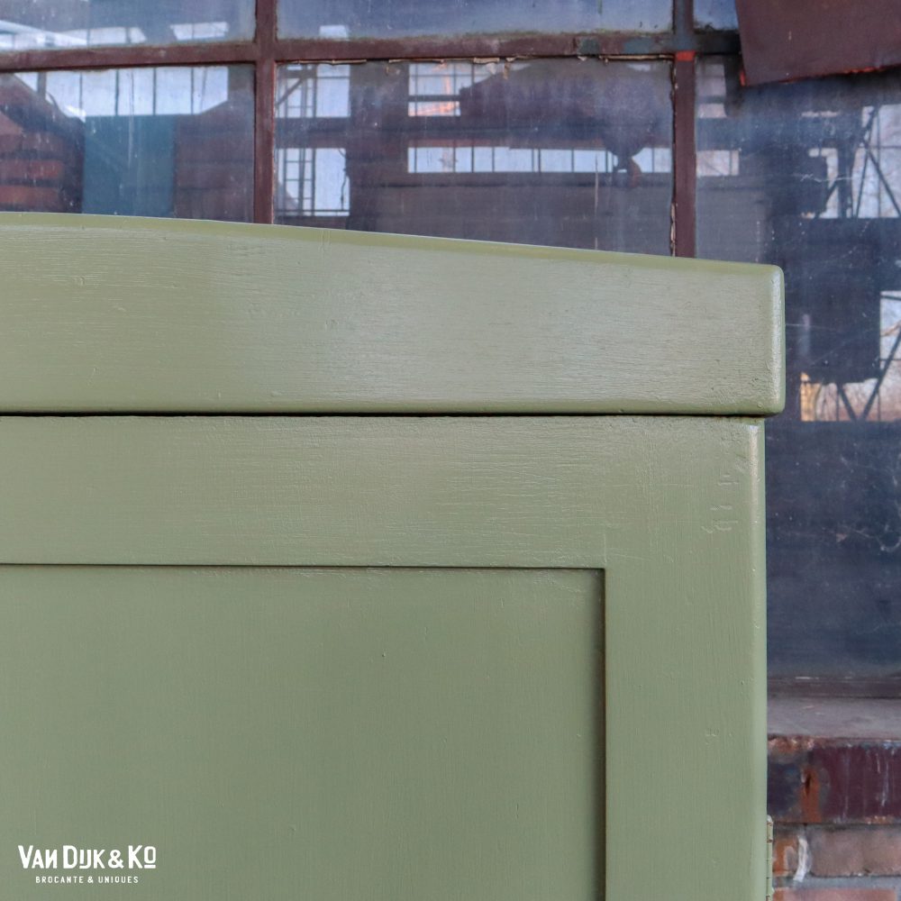 Brocante groene linnenkast - Afbeelding 4