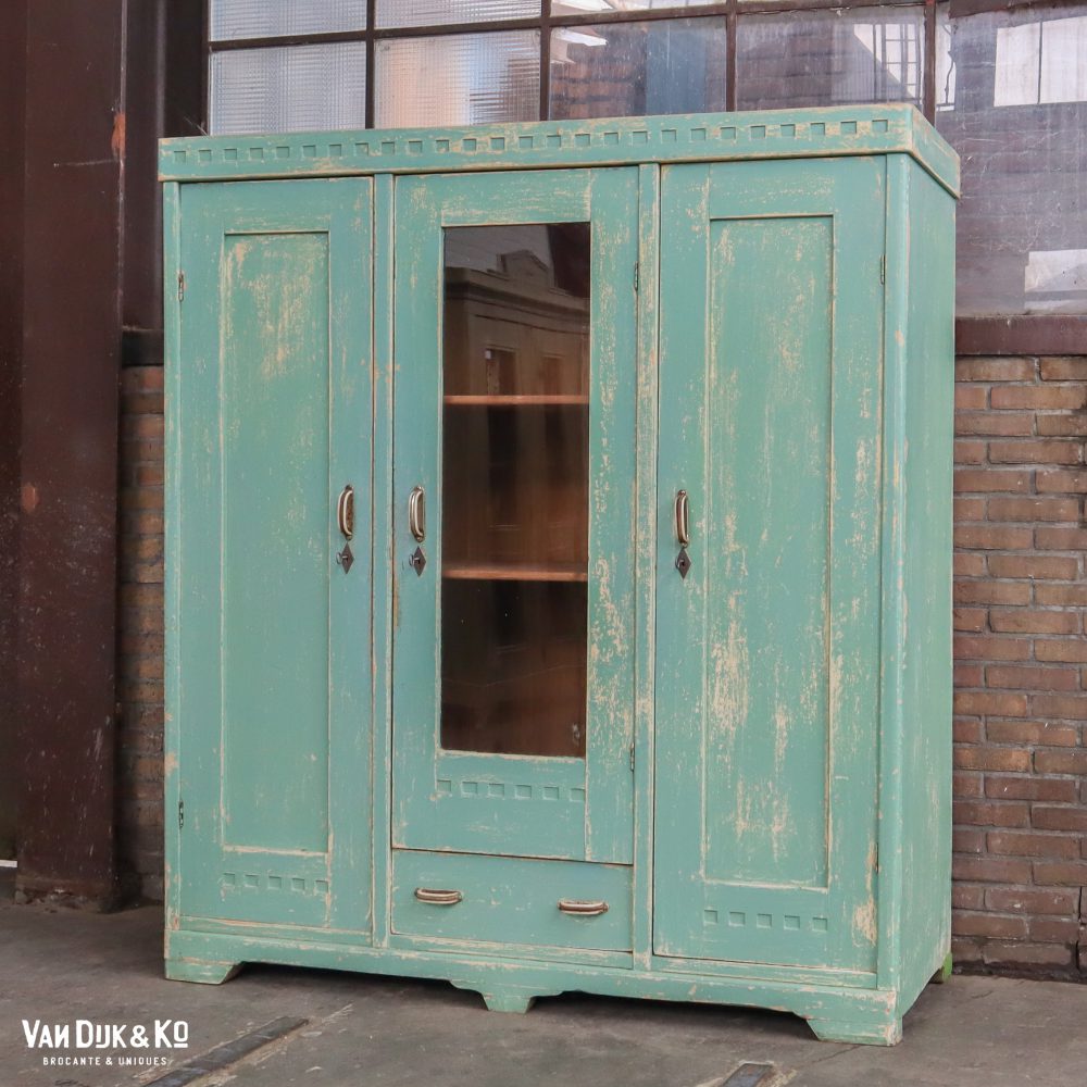 Driedeurs brocante kast - Afbeelding 2