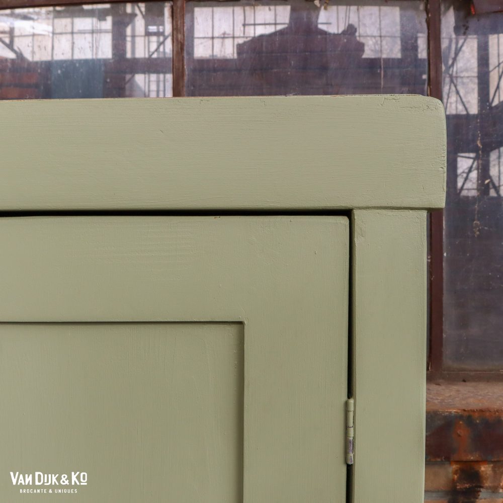 Brocante groene linnenkast - Afbeelding 6