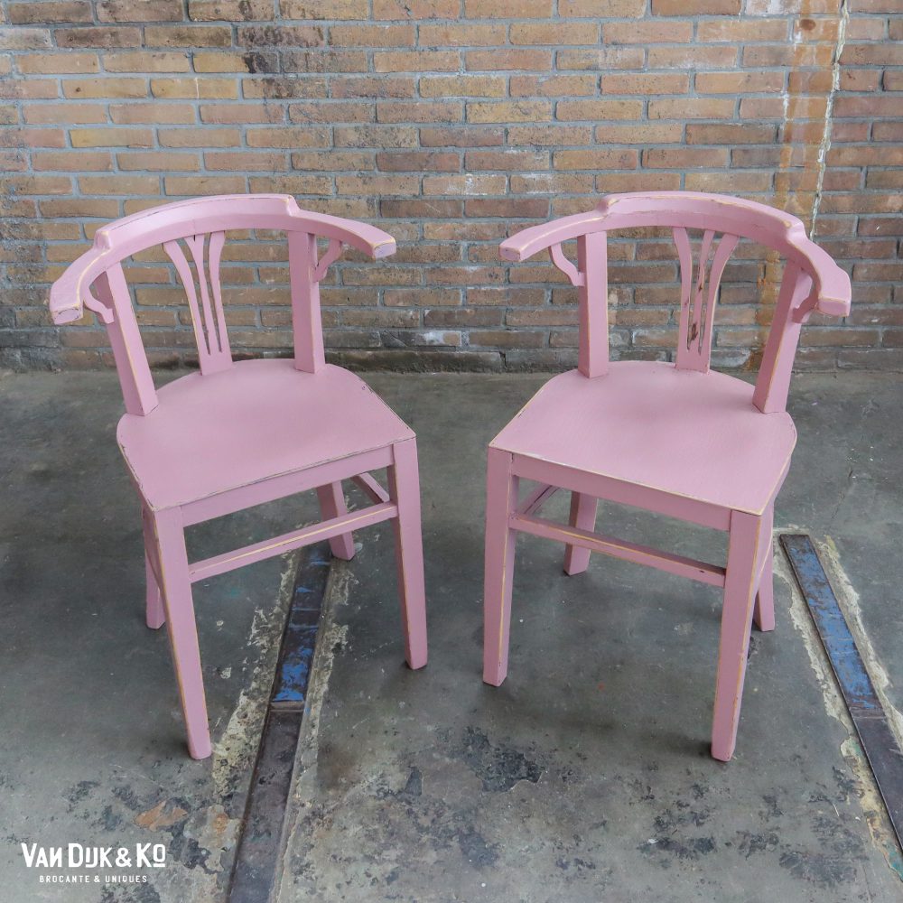 Brocante roze stoelen - Afbeelding 2