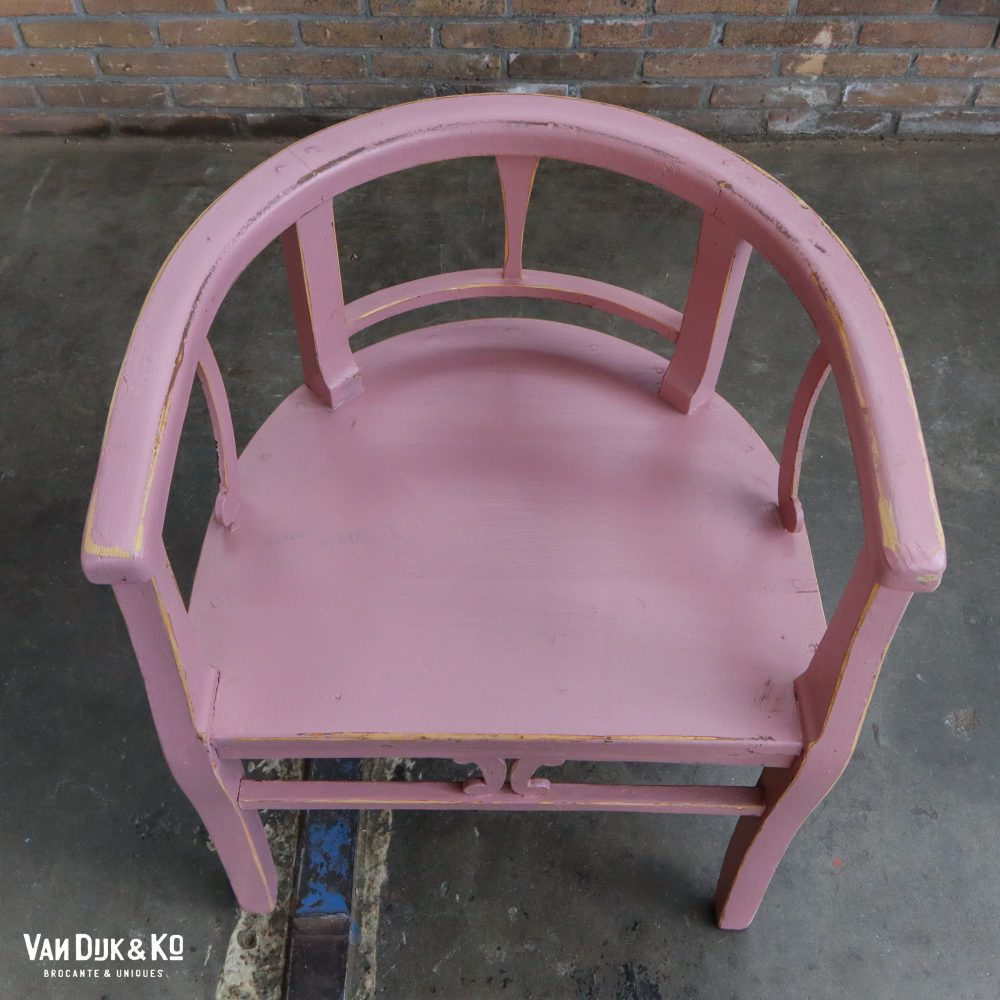 Brocante roze stoel - Afbeelding 4