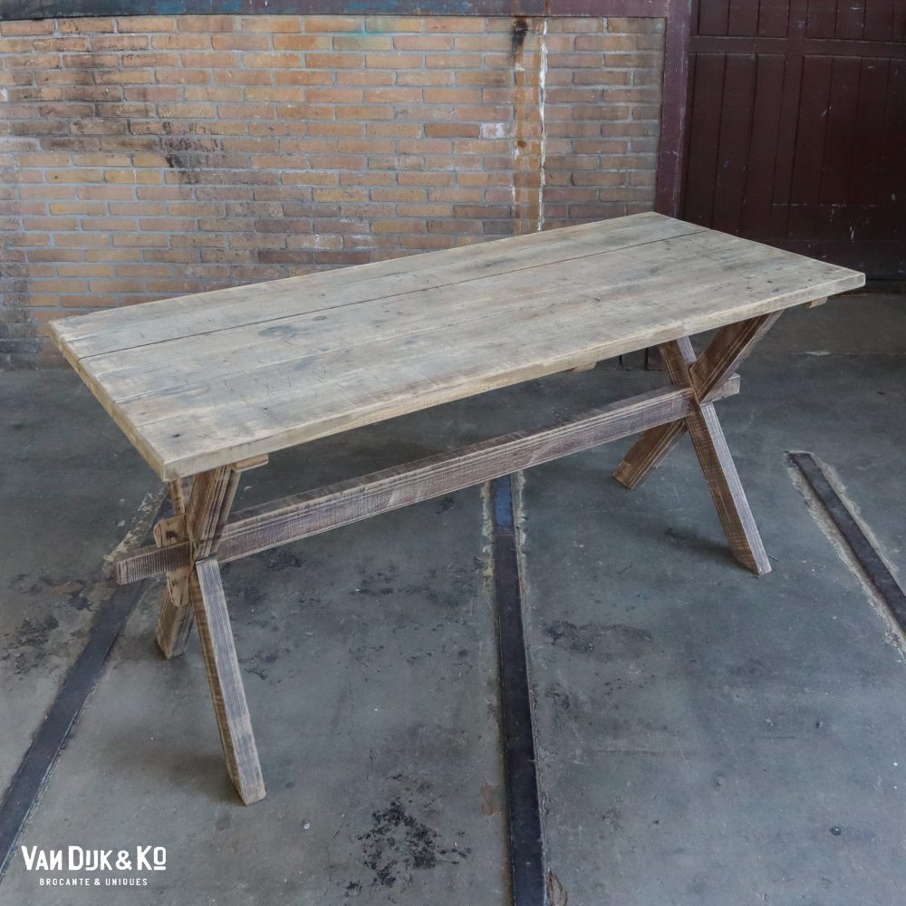 Houten kruispoottafel - Afbeelding 2
