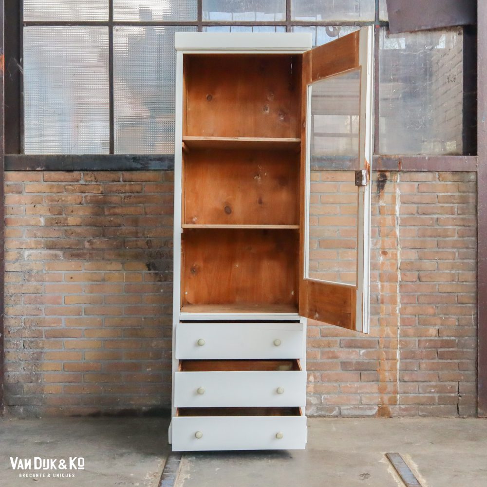Brocante eendeurs vitrinekast - Afbeelding 3