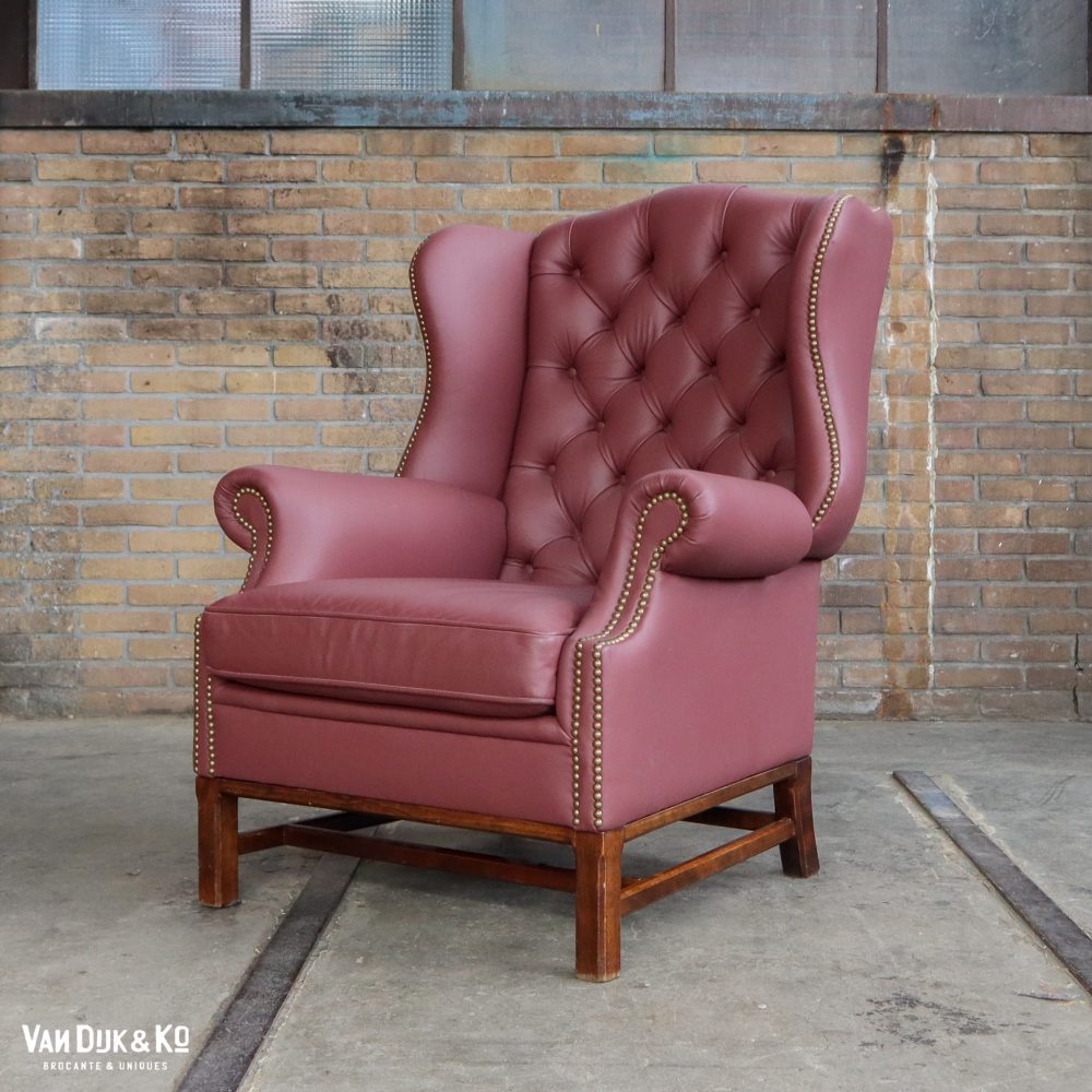 Leren vintage fauteuil - 3 stuks