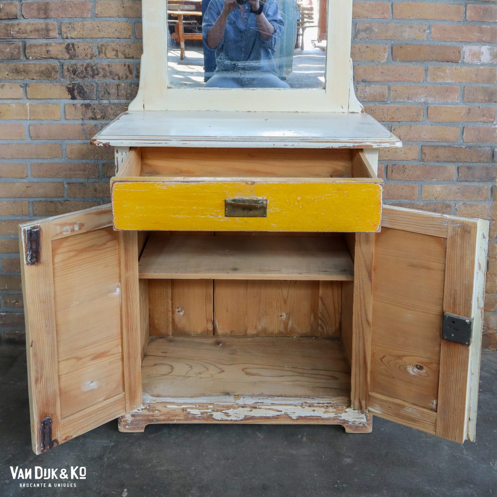 Brocante onderkast met spiegel - Afbeelding 3