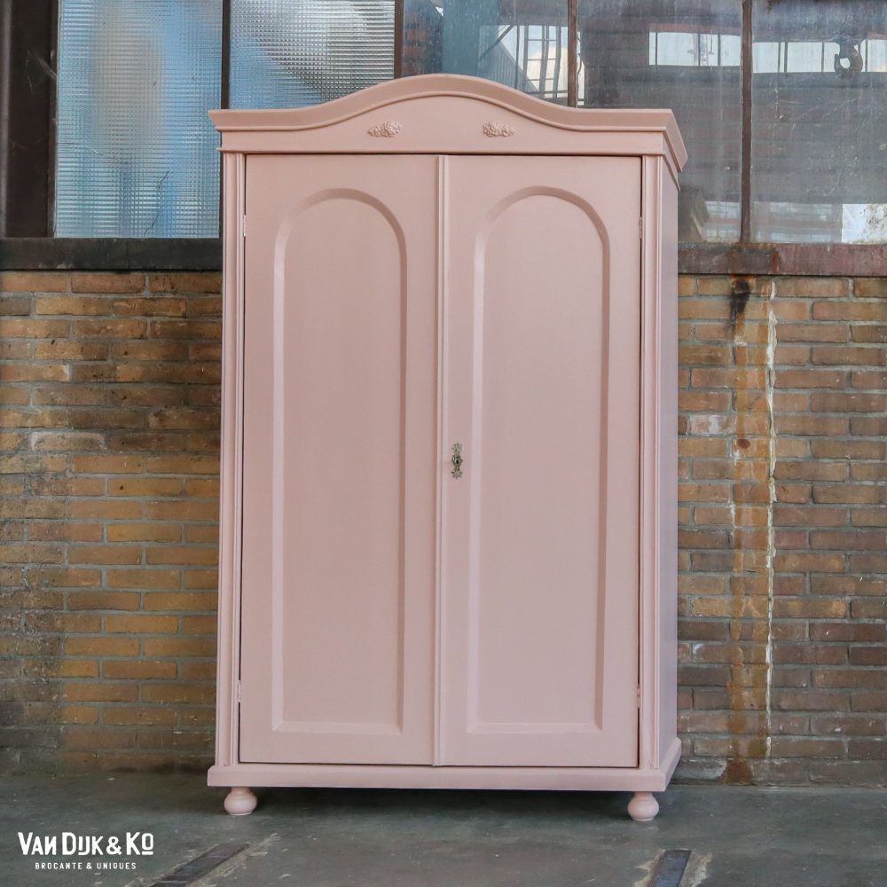 Brocante roze linnenkast - Afbeelding 2