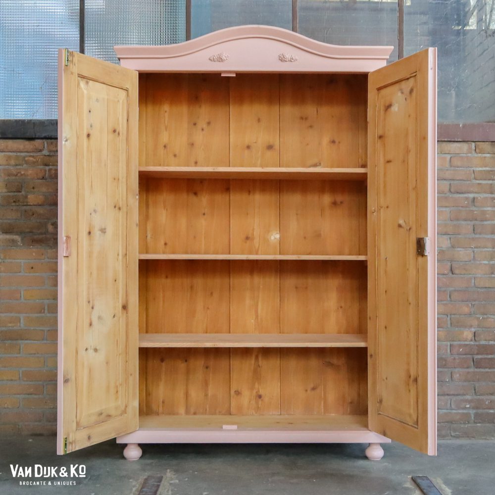 Brocante roze linnenkast - Afbeelding 3