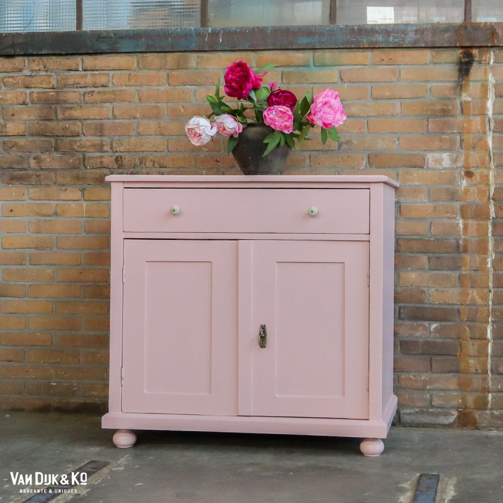 Brocante roze commode - Afbeelding 2