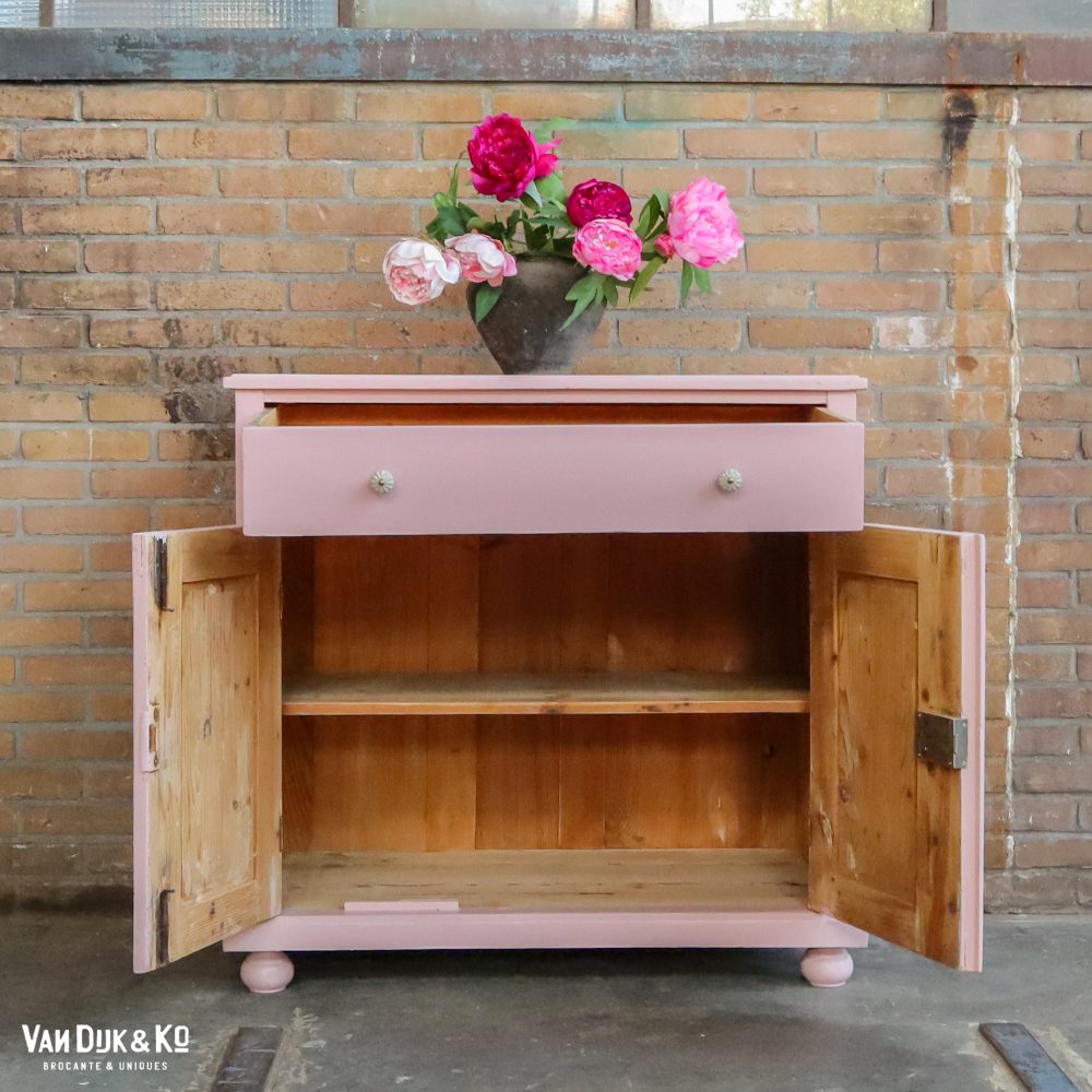 Brocante roze commode - Afbeelding 3