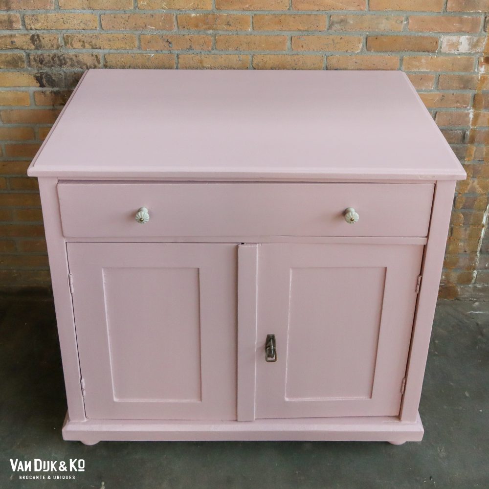 Brocante roze commode - Afbeelding 4