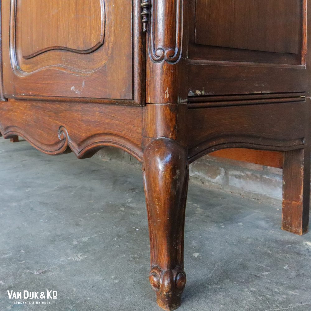 Vintage driedeurs vitrinekast - demontabel - Afbeelding 12