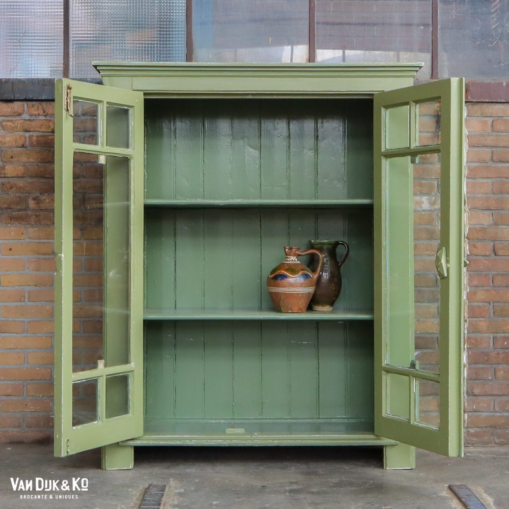 Groene landelijke vitrinekast - Afbeelding 3