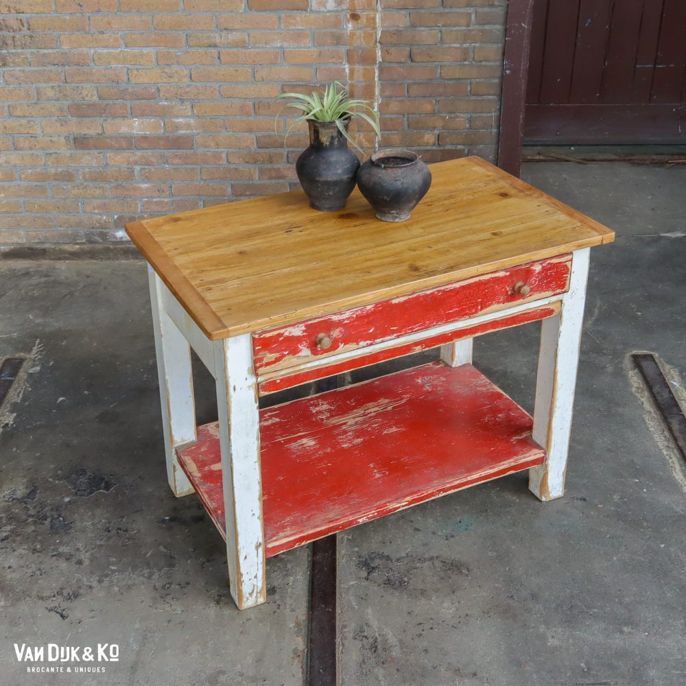 Brocante bureautje met grote la - Afbeelding 2