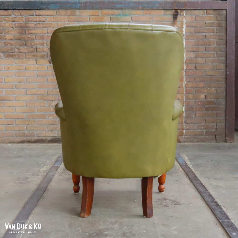 Groen leren fauteuil (mancave) - Afbeelding 5