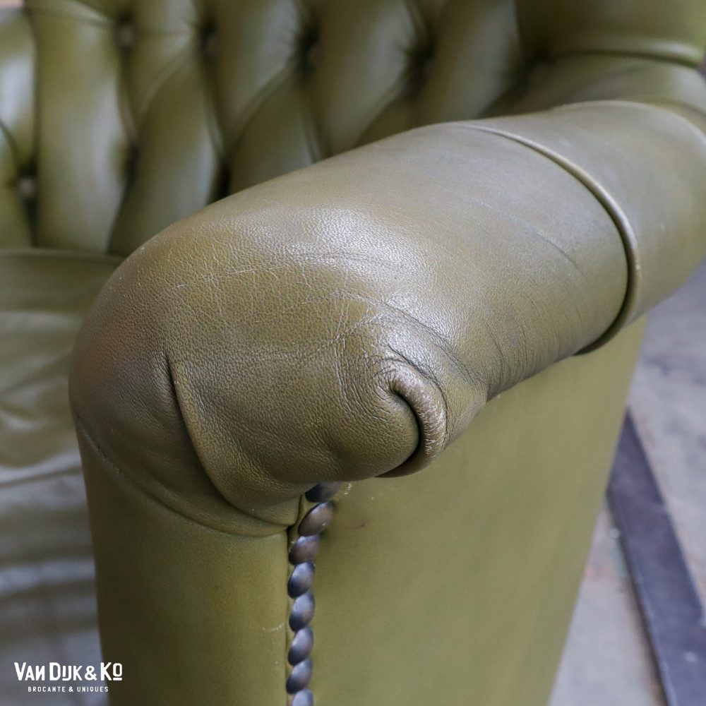 Groen leren fauteuil (mancave) - Afbeelding 7
