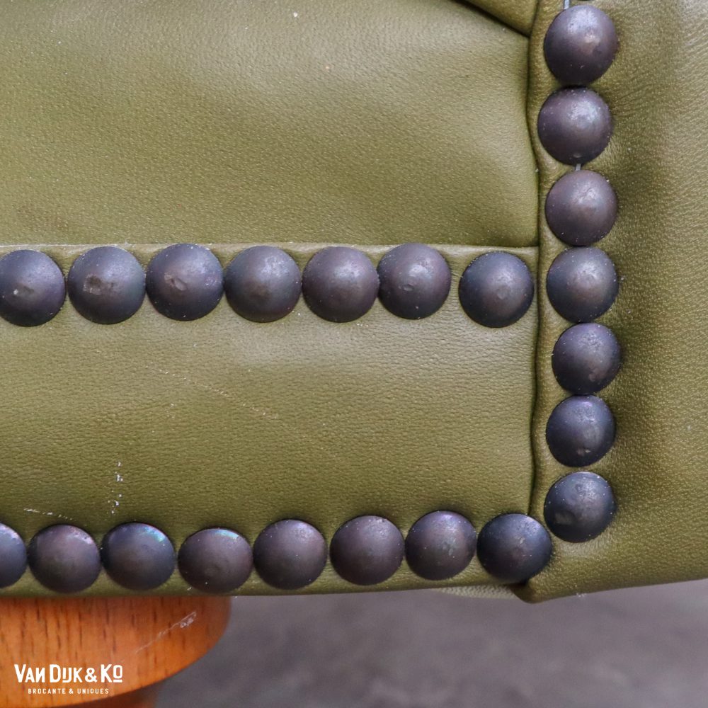 Groen leren fauteuil (mancave) - Afbeelding 8