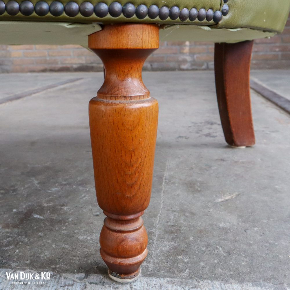 Groen leren fauteuil (mancave) - Afbeelding 12