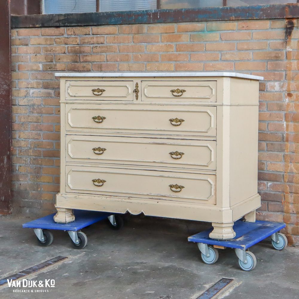 Vintage ladekast met marmeren blad - Afbeelding 2