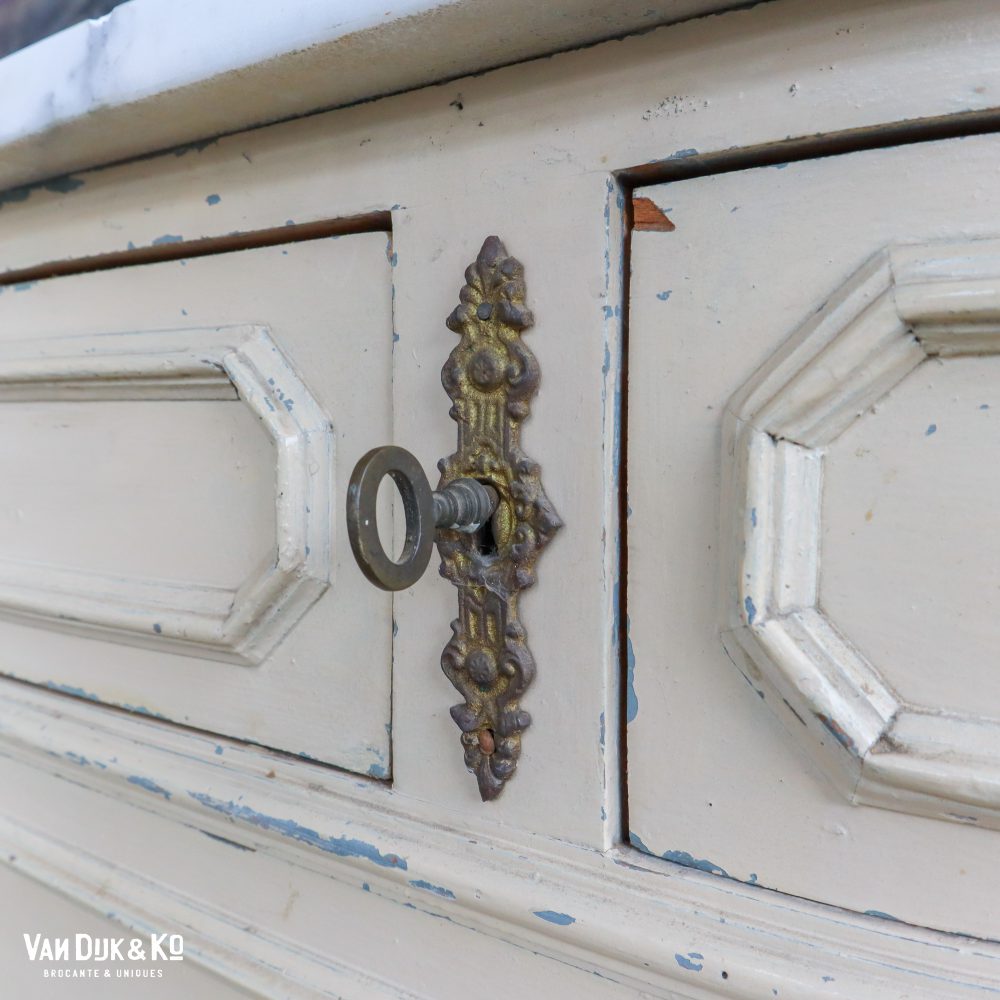Vintage ladekast met marmeren blad - Afbeelding 7