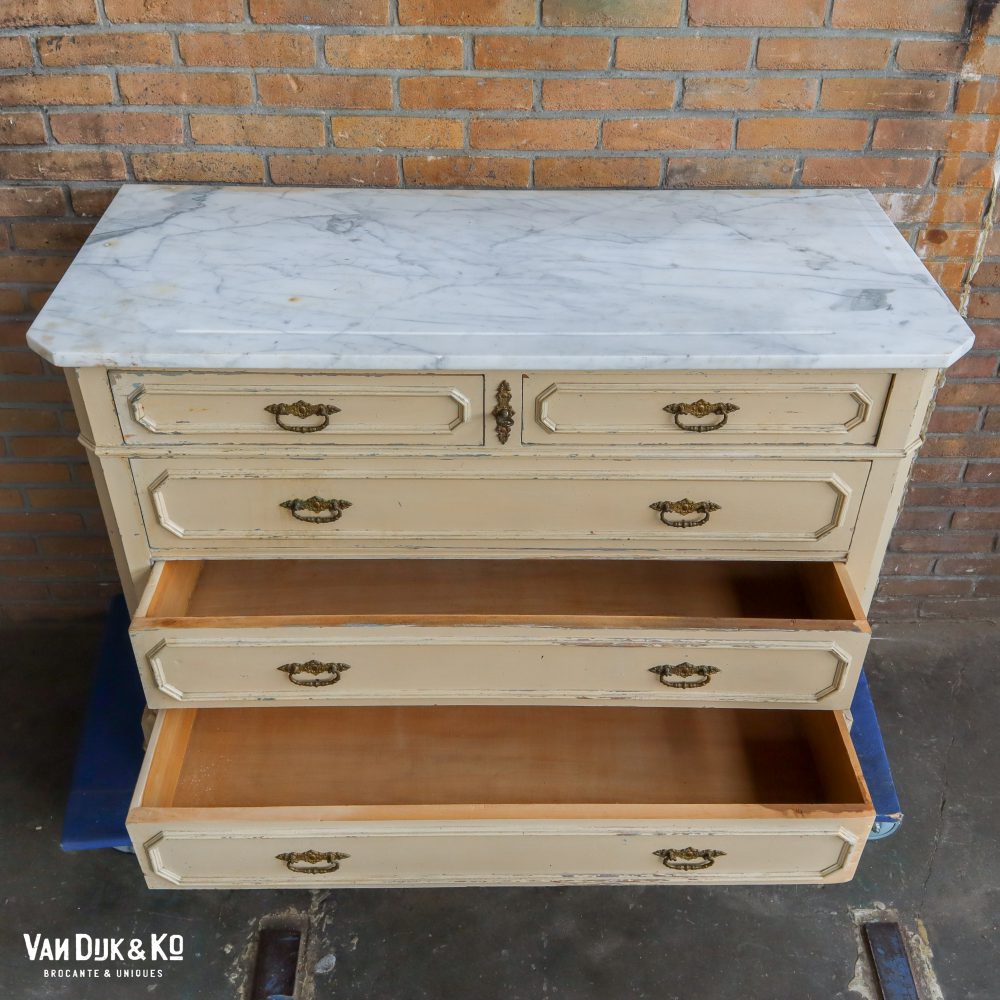 Vintage ladekast met marmeren blad - Afbeelding 3